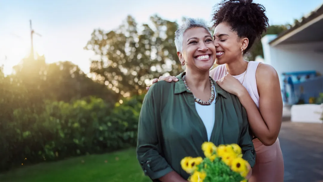 mother and daughter outdoors
