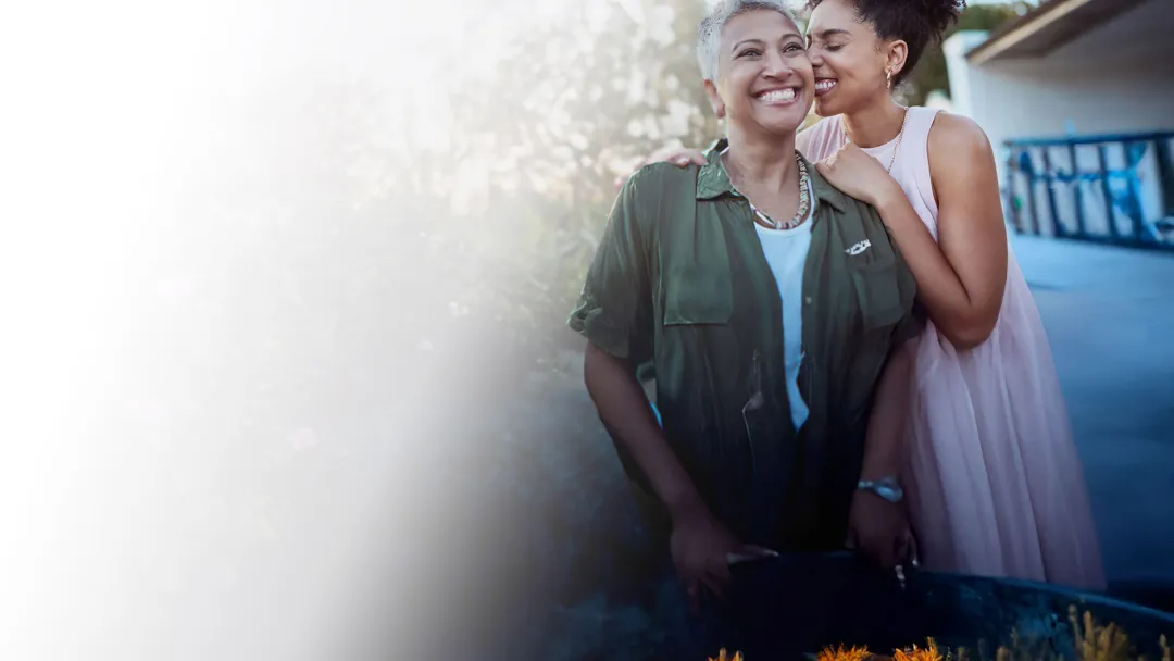 mother and daughter outdoors