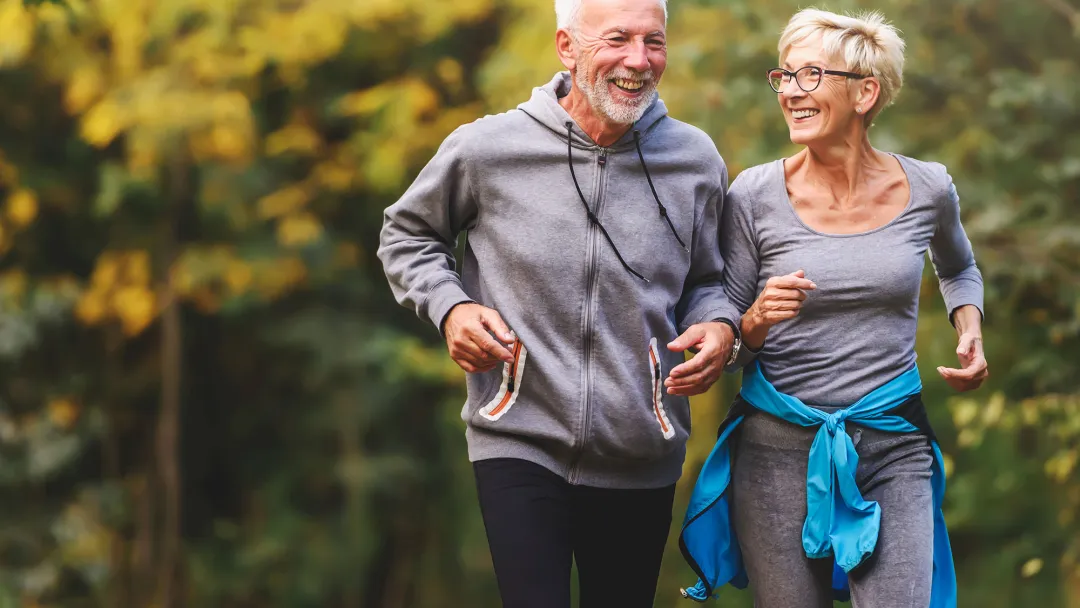 old couple running
