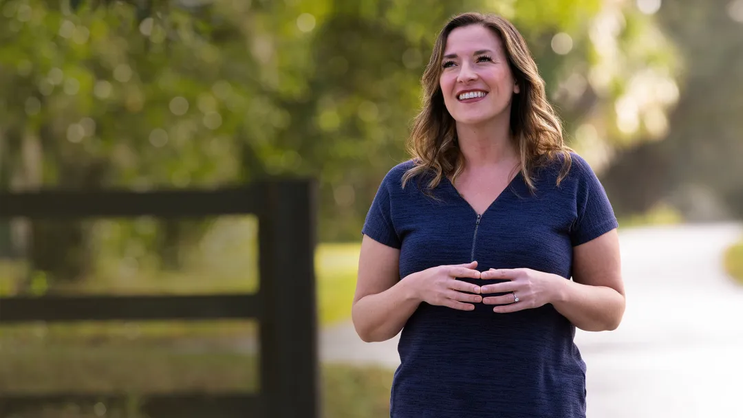 happy woman outside