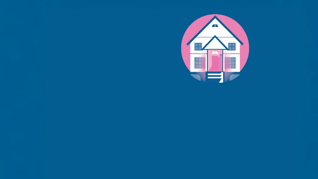 a graphic a house with a pink light bulb in the porch