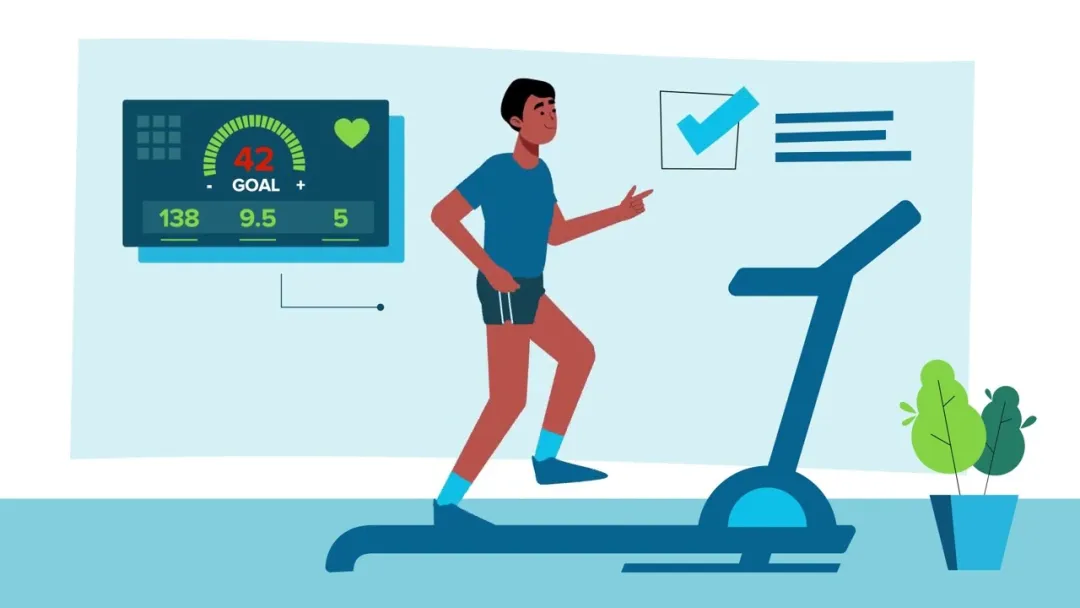 a thumbnail of a video showing an illustration of a person running on a treadmill