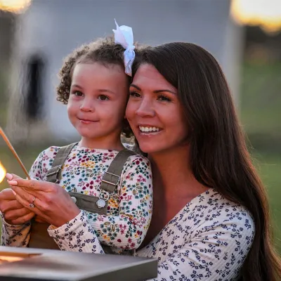 mother and daughter outdoors