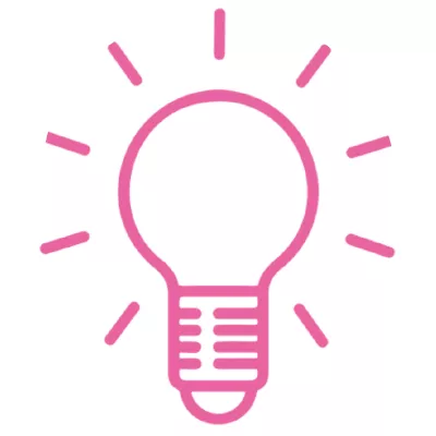 pink lightbulb illustration or icon