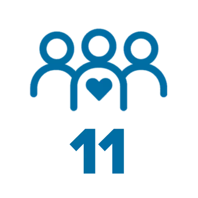 an illustrated icon of 3 people and the number 11