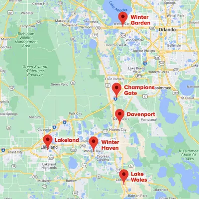 map of locations in Central FL for bond clinic