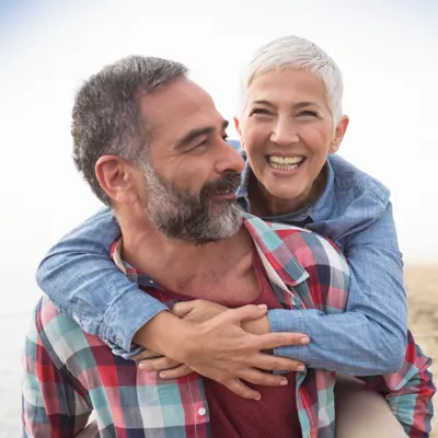couple embracing and laughing