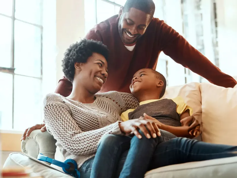 family on couch