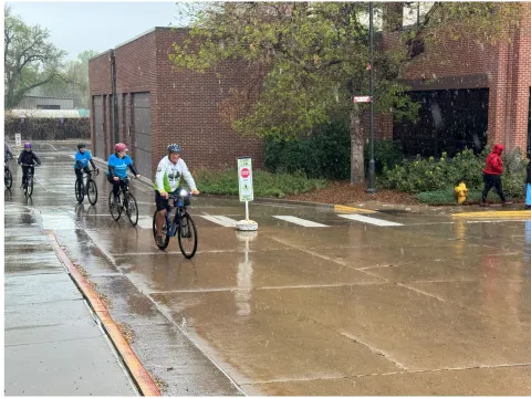 Mark Scotch and his group riding to AdventHealth Porter
