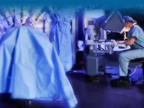 A surgeon performing robo-surgery