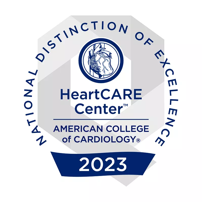 National Distinction of Excellence HeartCARE Center by the American College of Cardiology for 2023.