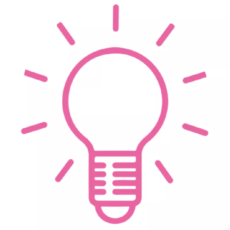 pink lightbulb illustration or icon