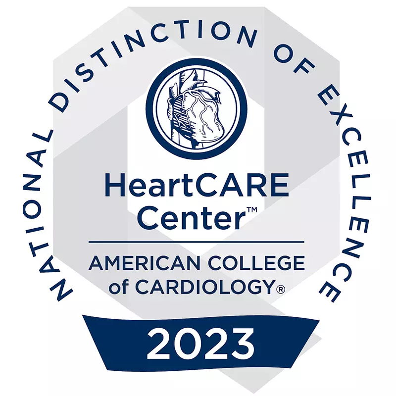 Award Badge American College of Cardiology HeartCARE Center 2023