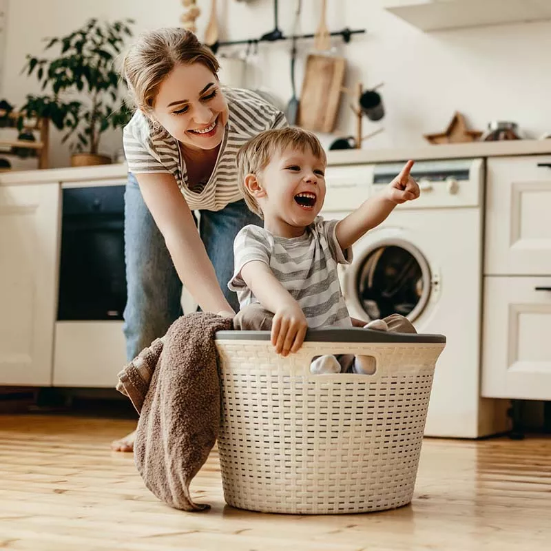 mother playing with her son