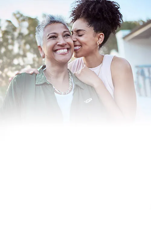 mother and daughter outdoors