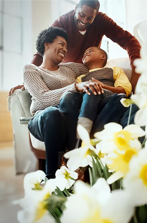 happy family in the livingroom