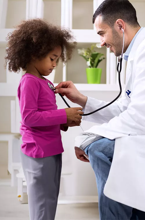 pediatrics doctor and little girl office visit