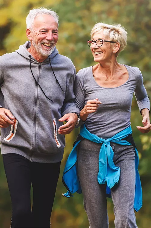 old couple running